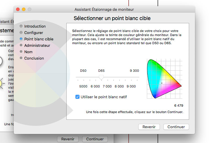 Choix de la température de couleur du point blanc sous Mac OS Apple