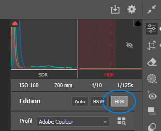 Le mode HDR de Camera Raw