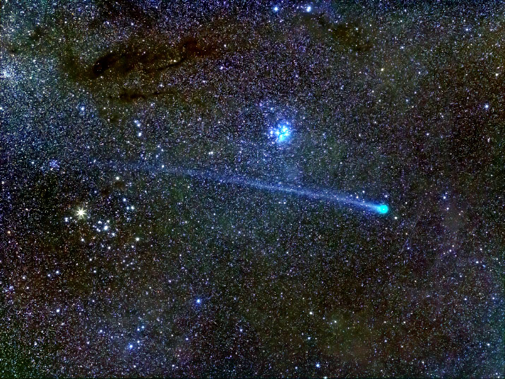 La comète LoveJoy passe sous les Pléiades