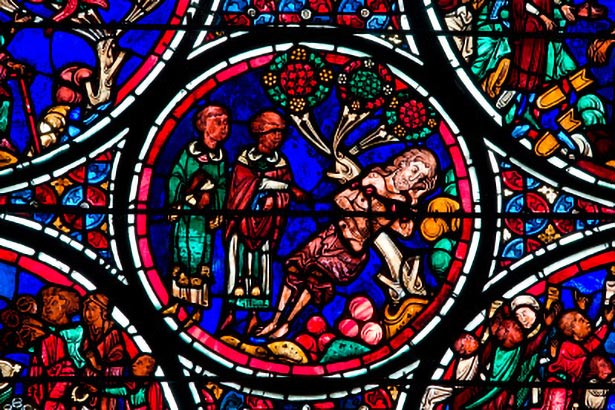 Vitrail du Bon Samaritain de la cathédrale de Bourges