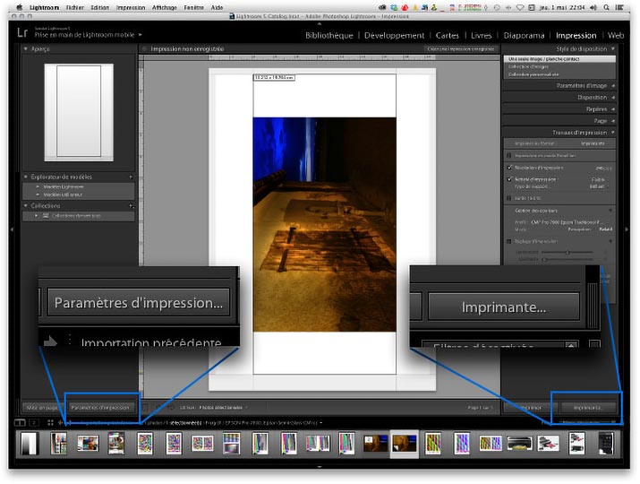 Options d'impression dans Lightroom