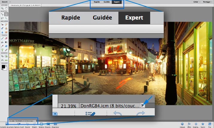 Choix du mode d'interface de Photoshop Elements