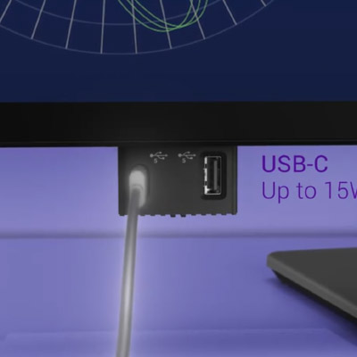 Prise USB-C + USB-B en façade du DELL P3425WE
