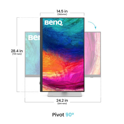 Écran BenQ PD2730S en position verticale ou paysage