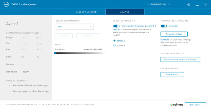 Dell Color Management de DELL pour calibrer le Dell U3226Q