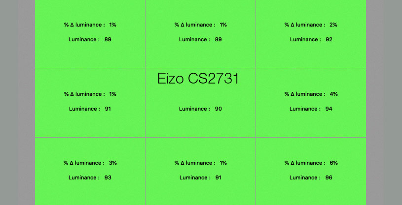 Uniformité en luminance de l'écran Eizo CS2731