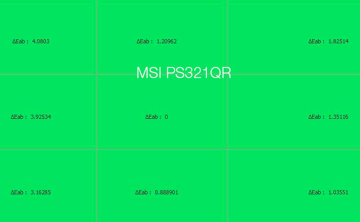 Uniformité en température de couleur après le calibrage du MSI PS321QR avec l'i1Display Pro